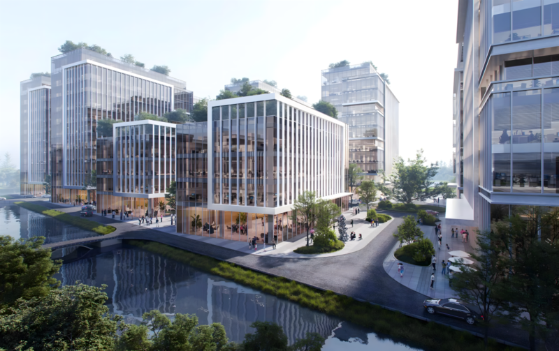 红豆数创园独栋出售，上海青浦数智化产业园区，C65稀缺地块，三河环绕滨水独栋总部